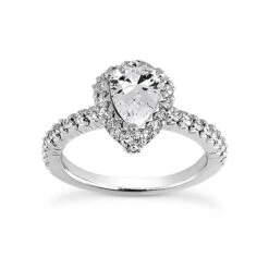 14K White Gold Diamond Unique Engagement Ring 1.08ct 2.3mm