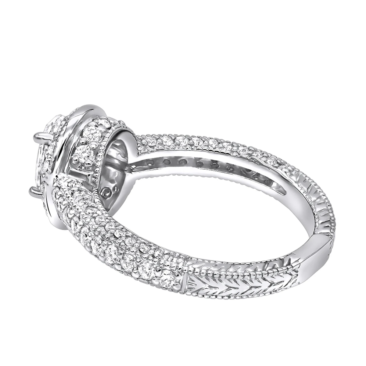 14K White Gold Diamond Unique Engagement Ring 1.57ct 6 14K White Gold Diamond Unique Engagement Ring 1.57ct - Image 4