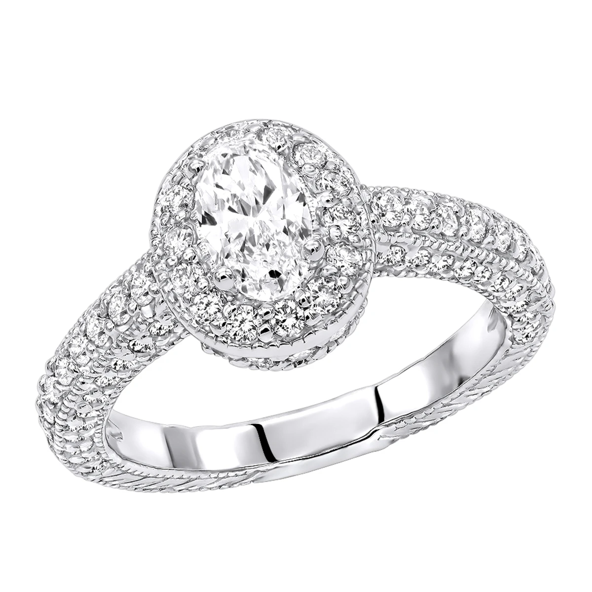 14K White Gold Diamond Unique Engagement Ring 1.57ct 3 14K White Gold Diamond Unique Engagement Ring 1.57ct