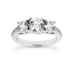 14K White Gold Diamond Unique Engagement Ring 1ct 2.60mm