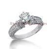 14K White Gold Diamond Unique Engagement Ring 1ct 3.7mm