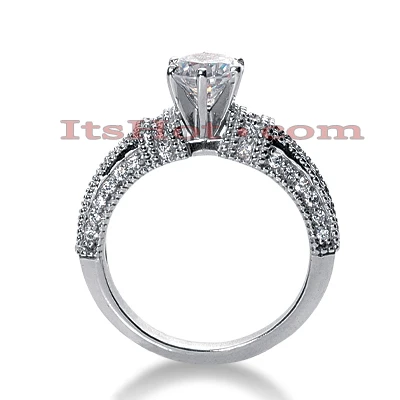 14K White Gold Diamond Unique Engagement Ring 1ct 3.7mm 4 14K White Gold Diamond Unique Engagement Ring 1ct 3.7mm - Image 2