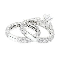 14K White Gold Diamond Unique Engagement Ring Set 2.45ct -H'Hen Sale Store 14k gold diamond unique engagement ring set 245ct p 23809 backwh