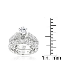 14K White Gold Diamond Unique Engagement Ring Set 2.45ct -H'Hen Sale Store 14k gold diamond unique engagement ring set 245ct p 23809 rulerwh