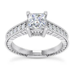 14K White Gold Diamond Vintage Engagement Ring 0.33ct
