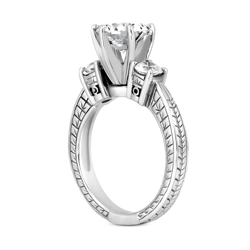 14K White Gold Diamond Vintage Engagement Ring 0.70ct 2.81mm 6 14K White Gold Diamond Vintage Engagement Ring 0.70ct 2.81mm - Image 4