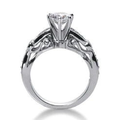 14K White Gold Diamond Vintage Engagement Ring 0.70ct 4.01mm -H'Hen Sale Store 14k gold diamond vintage engagement ring 070ct p 24440 back white 20220426