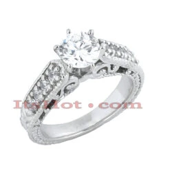 14K White Gold Diamond Vintage Engagement Ring 0.82ct