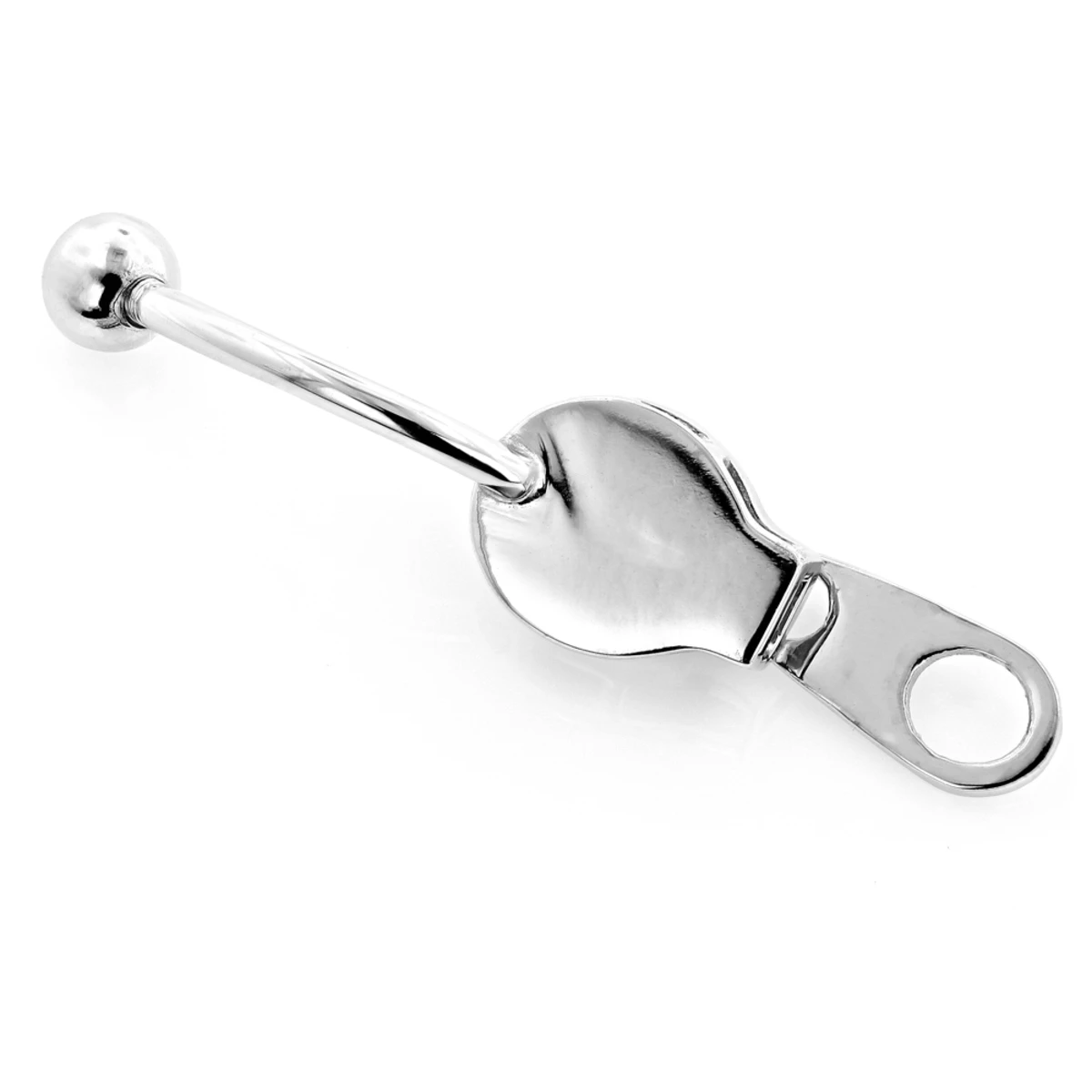 14K White Gold Diamond Zipper Belly Ring 0.13ct 6 14K White Gold Diamond Zipper Belly Ring 0.13ct - Image 4