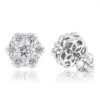 14K White Gold Earrings Round Diamond Clusters 3.5ct
