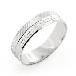 14K White Gold Embellished Wedding Band For Men
