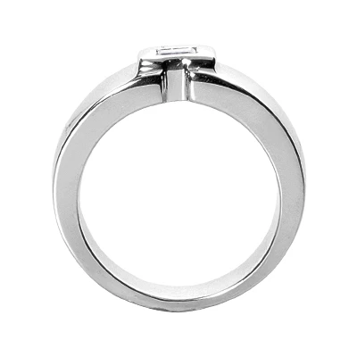 14K White Gold Emerald Cut Diamond Men's Wedding Band 0.25ct 5 14K White Gold Emerald Cut Diamond Men's Wedding Band 0.25ct - Image 3