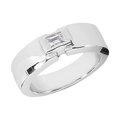 14K White Gold Emerald Cut Diamond Men's Wedding Band 0.25ct 3 14K White Gold Emerald Cut Diamond Men's Wedding Band 0.25ct