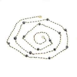 14K White Gold Faceted Black Diamond Bead Necklace Chain 25.25ct -H'Hen Sale Store 14k gold faceted black diamond bead necklace chain 2525ct backye