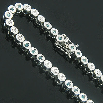 14K White Gold Fancy Color Blue Diamond Necklace Chain 8.82ct 3 14K White Gold Fancy Color Blue Diamond Necklace Chain 8.82ct