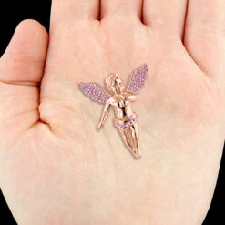 14K Rose Gold Fancy Pink Diamonds Angel Pendant 0.7ct Mini Charm 9 14K Rose Gold Fancy Pink Diamonds Angel Pendant 0.7ct Mini Charm -H'Hen Sale Store 14k gold fancy pink diamonds angel pendant 07ct mini charm 4