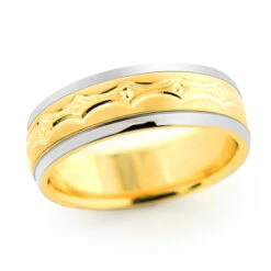 14K Yellow Gold Fancy Wedding Band For Men