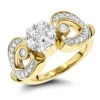 14K Yellow Gold Floral Diamond Engagement Ring 1 Ct