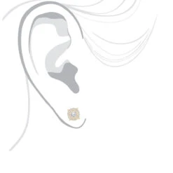 14K Yellow Gold Halo Round Stud Diamond Earrings 0.6ct Clusters 12 14K Yellow Gold Halo Round Stud Diamond Earrings 0.6ct Clusters -H'Hen Sale Store 14k gold halo round stud diamond earrings 065ct bodye