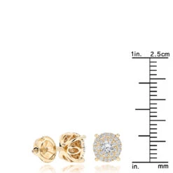 14K Yellow Gold Halo Round Stud Diamond Earrings 0.6ct Clusters 13 14K Yellow Gold Halo Round Stud Diamond Earrings 0.6ct Clusters -H'Hen Sale Store 14k gold halo round stud diamond earrings 065ct rulerye