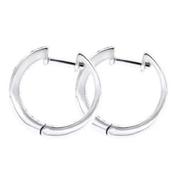 14K White Gold Hoop Huggie Black 0.6 Carat Diamond Earrings For Women -H'Hen Sale Store 14k gold hoop huggie black diamond earrings for women 06ct 000886 back white