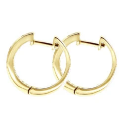 14K White Gold Hoop Huggie Black 0.6 Carat Diamond Earrings For Women -H'Hen Sale Store 14k gold hoop huggie black diamond earrings for women 06ct 000886 back yellow