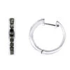 14K White Gold Hoop Huggie Black 0.6 Carat Diamond Earrings For Women