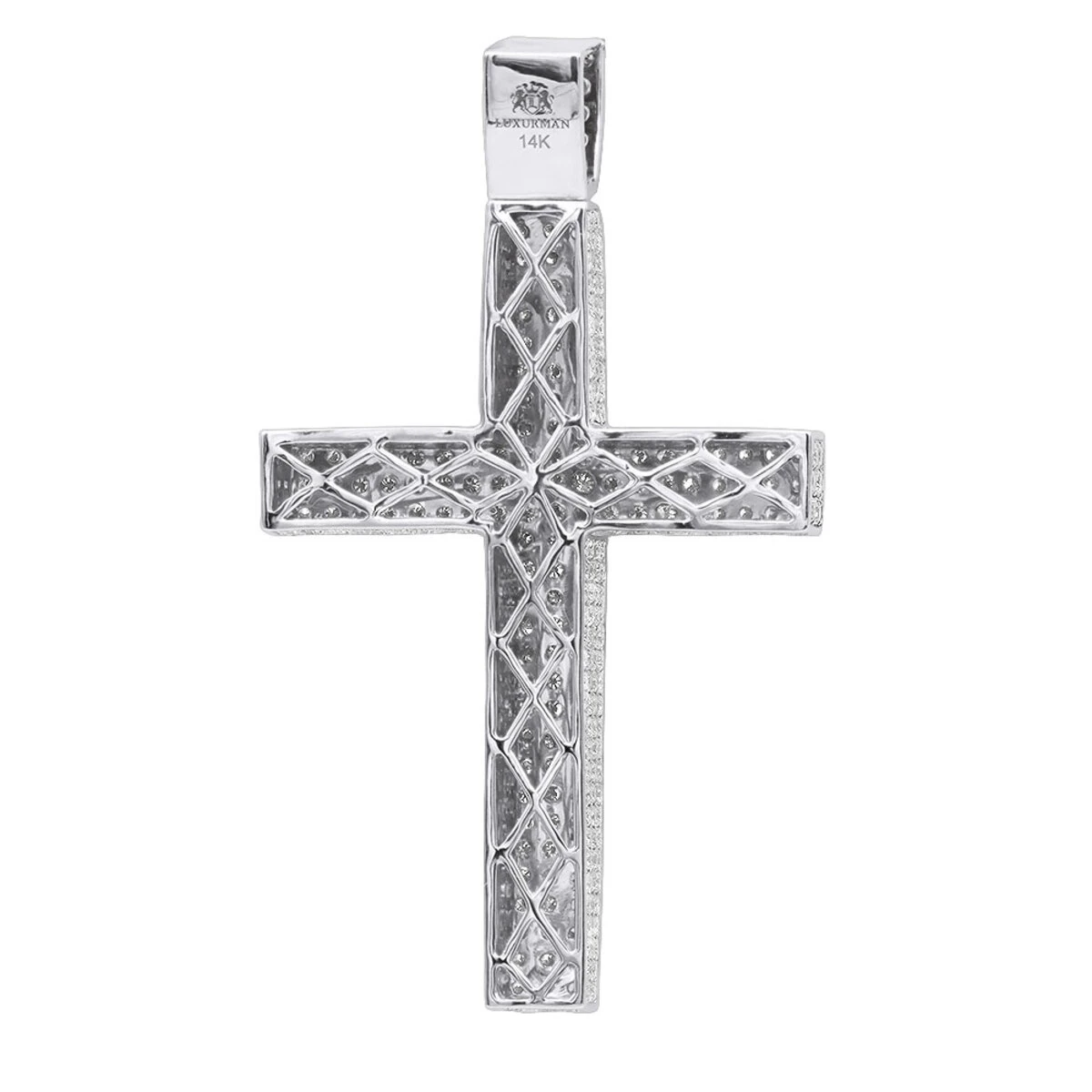 14K White Gold Iced Out Men's Diamond Cross Pendant 7.55ct 6 14K White Gold Iced Out Men's Diamond Cross Pendant 7.55ct - Image 4
