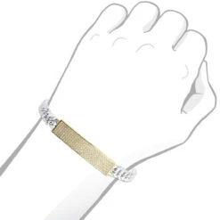 14K Yellow Gold ID Plate Miami Cuban Link Chain Men's Diamond Bracelet 2 Carat -H'Hen Sale Store 14k gold id plate miami cuban link chain mens diamond bracelet 2 carat 000761 bodye