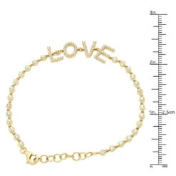 14K Yellow Gold Inline Diamond Tennis Bracelet For Women With LOVE Round Diamonds 0.8ct 11 14K Yellow Gold Inline Diamond Tennis Bracelet For Women With LOVE Round Diamonds 0.8ct -H'Hen Sale Store 14k gold inline diamond tennis bracelet for women with love round diamonds 08ct 803220 rulerye