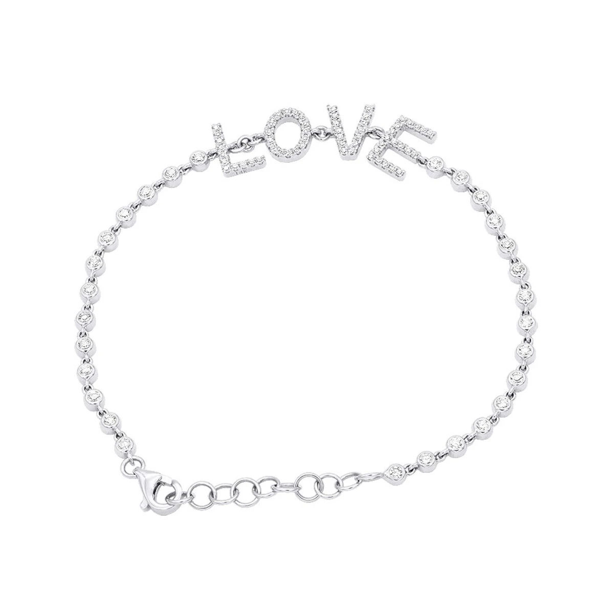 14K Yellow Gold Inline Diamond Tennis Bracelet For Women With LOVE Round Diamonds 0.8ct 4 14K Yellow Gold Inline Diamond Tennis Bracelet For Women With LOVE Round Diamonds 0.8ct - Image 2