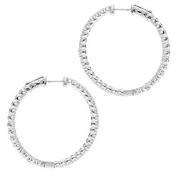 14K White Gold Inside Out 3 Carat Hoops Diamond Earrings For Women By Luxurman -H'Hen Sale Store 14k gold inside out 3 carat hoops diamond earrings for women by luxurman backwh
