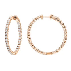 14K White Gold Inside Out 3 Carat Hoops Diamond Earrings For Women By Luxurman -H'Hen Sale Store 14k gold inside out 3 carat hoops diamond earrings for women by luxurman ro