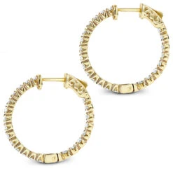 14K Yellow Gold Inside Out Diamond Hoop Earrings 1 Ct -H'Hen Sale Store 14k gold inside out diamond hoop earrings 115ct p 6260 backye