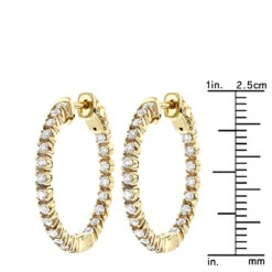 14K Yellow Gold Inside Out Diamond Hoop Earrings 1 Ct -H'Hen Sale Store 14k gold inside out diamond hoop earrings 115ct p 6260 rulerye