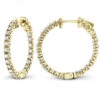 14K Yellow Gold Inside Out Diamond Hoop Earrings 1 Ct