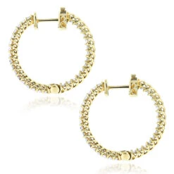 14K Yellow Gold Inside Out Diamond Hoop Earrings 1.85ct 11 14K Yellow Gold Inside Out Diamond Hoop Earrings 1.85ct -H'Hen Sale Store 14k gold inside out diamond hoop earrings 185ct p 6267 backye