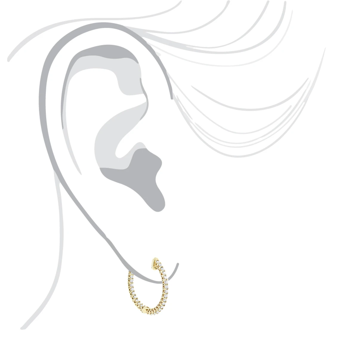 14K Yellow Gold Inside Out Diamond Hoop Earrings 1.85ct 7 14K Yellow Gold Inside Out Diamond Hoop Earrings 1.85ct - Image 5