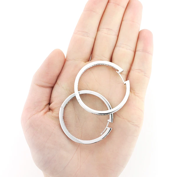 14K White Gold Inside Out Diamond Hoop Earrings 4.6ct 5 14K White Gold Inside Out Diamond Hoop Earrings 4.6ct - Image 3