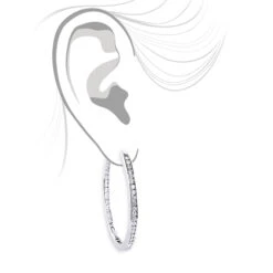 14K White Gold Inside Out Diamond Hoop Earrings 4.6ct 9 14K White Gold Inside Out Diamond Hoop Earrings 4.6ct -H'Hen Sale Store 14k gold inside out diamond hoop earrings 36ct 4