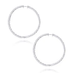 14K White Gold Inside Out Diamond Hoop Earrings 5.40ct -H'Hen Sale Store 14k gold inside out diamond hoop earrings 540ct p 6198 backwh
