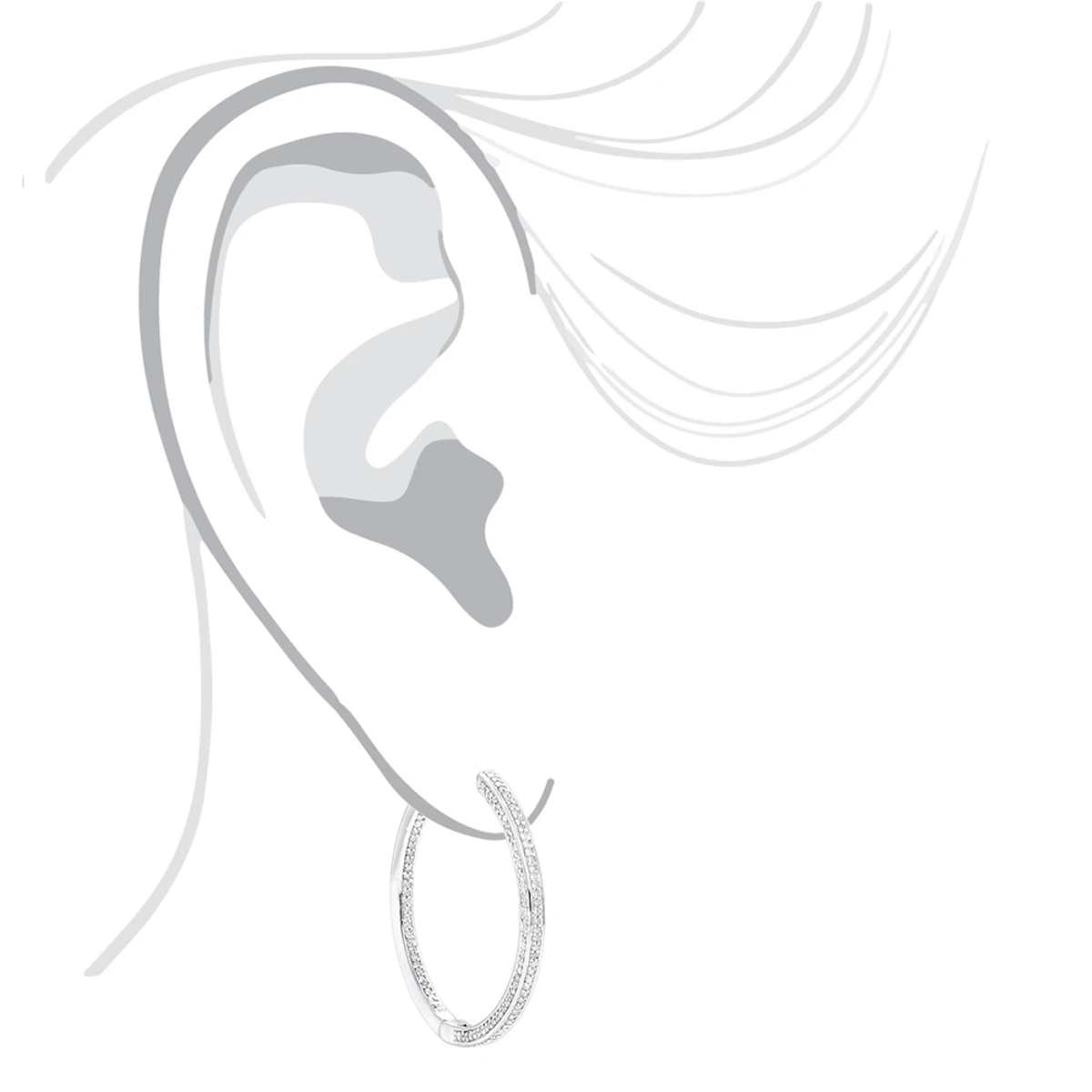 14K White Gold Inside Out Diamond Hoop Earrings For Women 1 Carat By Luxurman 7 14K White Gold Inside Out Diamond Hoop Earrings For Women 1 Carat By Luxurman - Image 5