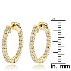 14K Yellow Gold Inside Out Diamond Hoop Earrings For Women 1.3ct 3/4in By Luxurman -H'Hen Sale Store 14k gold inside out diamond hoop earrings for women 13ct 34in by luxurman rulerye