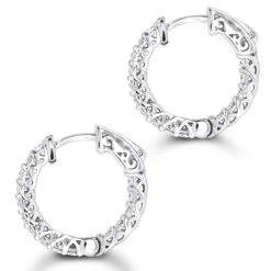 14K White Gold Inside Out Diamond Hoop Earrings For Women 1.5ct -H'Hen Sale Store 14k gold inside out diamond hoop earrings for women 15ct backwh