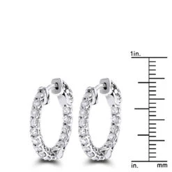 14K White Gold Inside Out Diamond Hoop Earrings For Women 1.5ct -H'Hen Sale Store 14k gold inside out diamond hoop earrings for women 15ct rulerwh