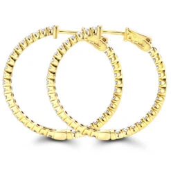 14K Yellow Gold Inside Out Diamond Hoop Earrings For Women By Luxurman 2.1ct -H'Hen Sale Store 14k gold inside out diamond hoop earrings for women by luxurman 21ct backye