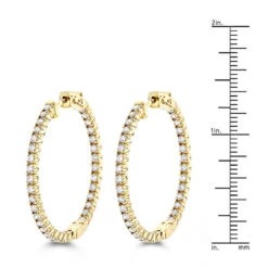 14K Yellow Gold Inside Out Diamond Hoop Earrings For Women By Luxurman 2.1ct -H'Hen Sale Store 14k gold inside out diamond hoop earrings for women by luxurman 21ct rulerye
