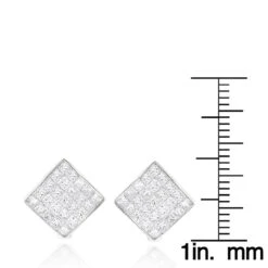 14K Yellow Gold Invisible Princess Cut Diamond Earrings 1.45ct -H'Hen Sale Store 14k gold invisible princess cut diamond earrings 145ct rulerwh