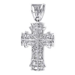 14K White Gold Invisible Set Diamond Cross Pendant 2.19ct 17 14K White Gold Invisible Set Diamond Cross Pendant 2.19ct -H'Hen Sale Store 14k gold invisible set diamond cross pendant 219ct p 6584 backwh