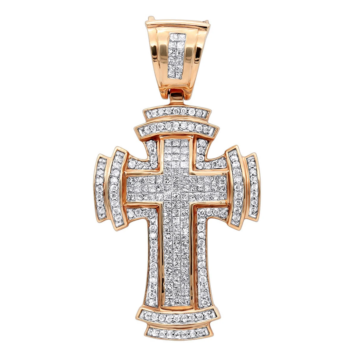 14K White Gold Invisible Set Diamond Cross Pendant 2.19ct 5 14K White Gold Invisible Set Diamond Cross Pendant 2.19ct - Image 3